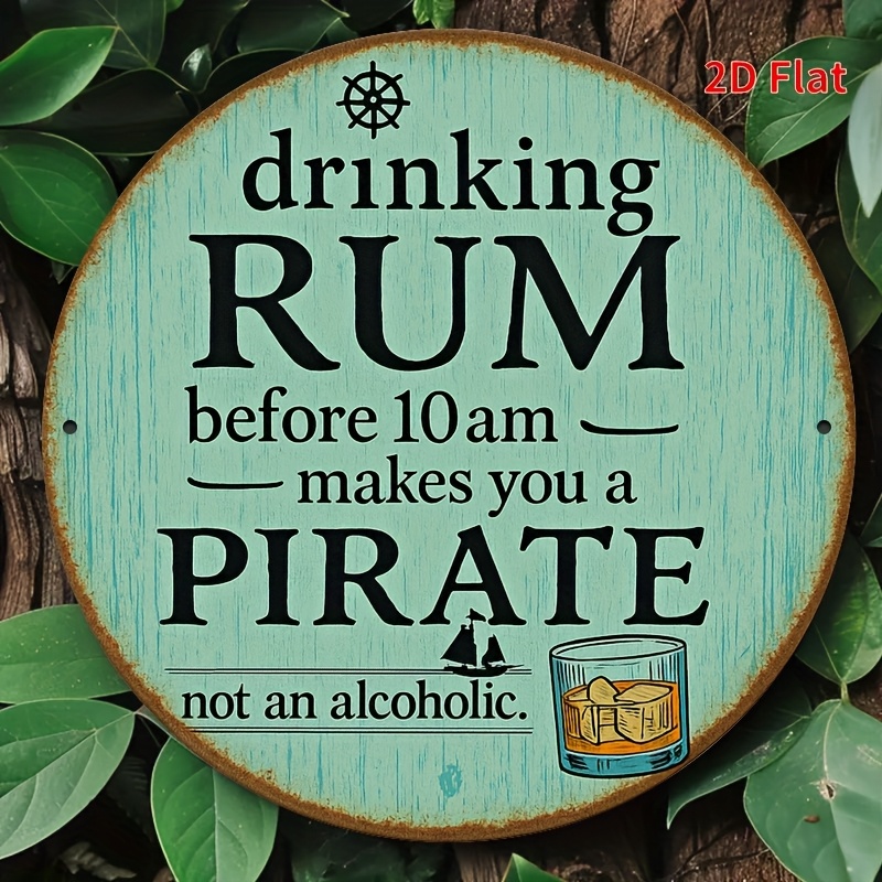 TEMU 2d Flat, [2d Flat] 1pc 8 X 8 Inches 20 X 20cm Fun Rum Poster Tin Sign - Round Aluminum Wall Art / Fun Vintage Plaque Decor, Home Decor,