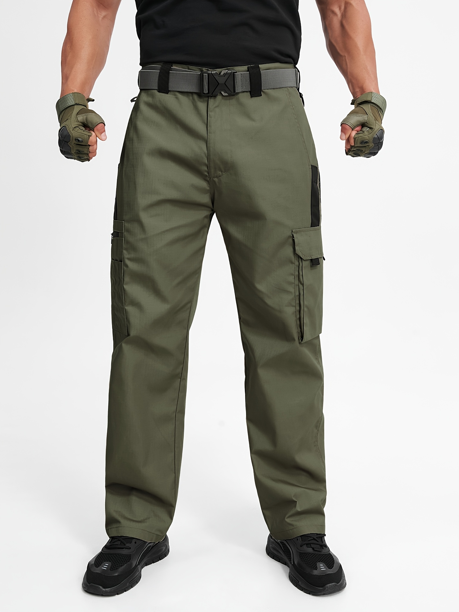 Men's Gray And Beige Tactical Cargo Pants - Lightweight, Quick Drying, Breathable, Multiple Pockets (No Waistband) - Casual Pants, Great for Hiking And Outdoor Activities, Mountaineering Gear