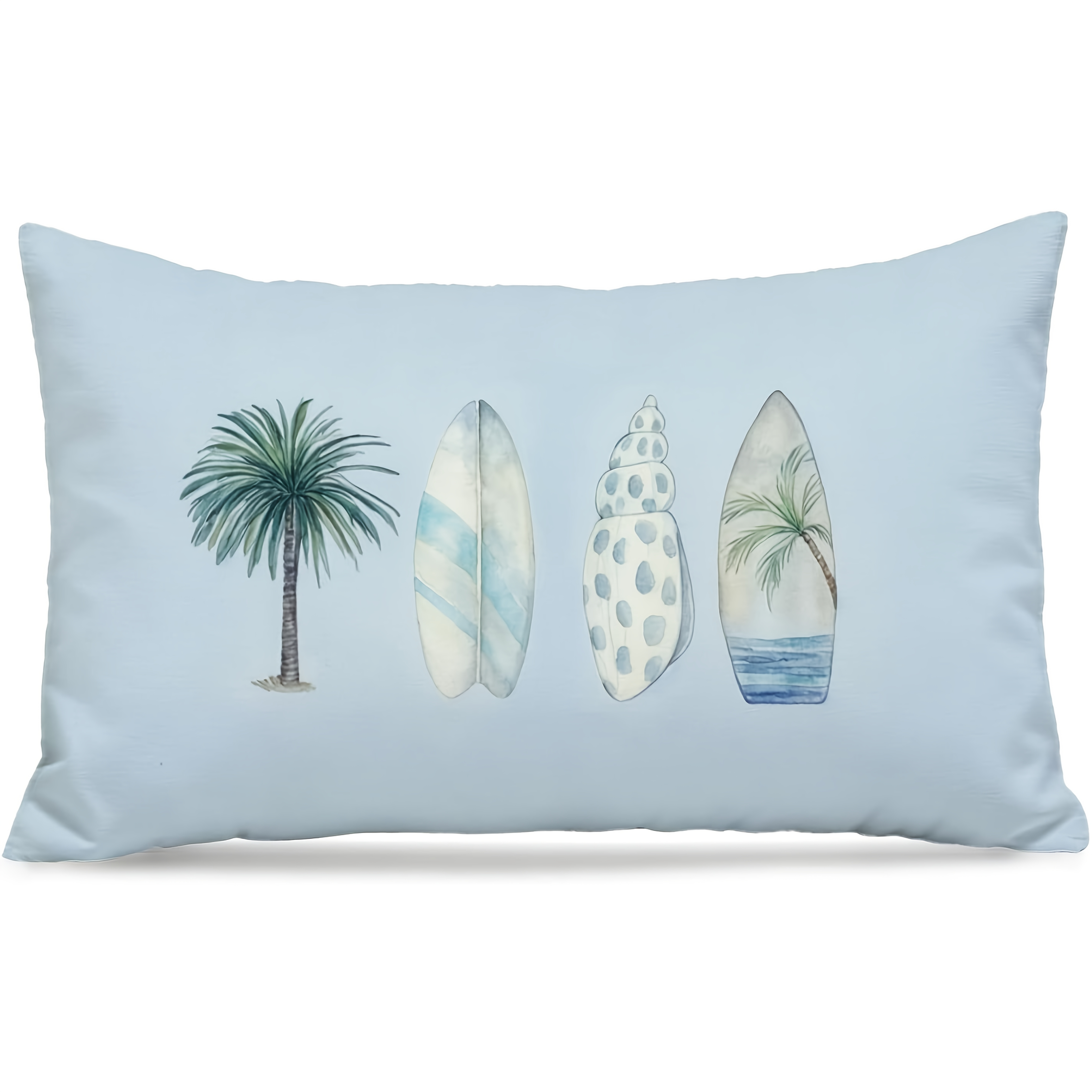TEMU 1pc Double-sided Beach Surfing Waist Pillowcase, Beach Style Room Decoration Aesthetic, Flat Printing, 12 X 20 Inches, Preppy Vintage Surfboard