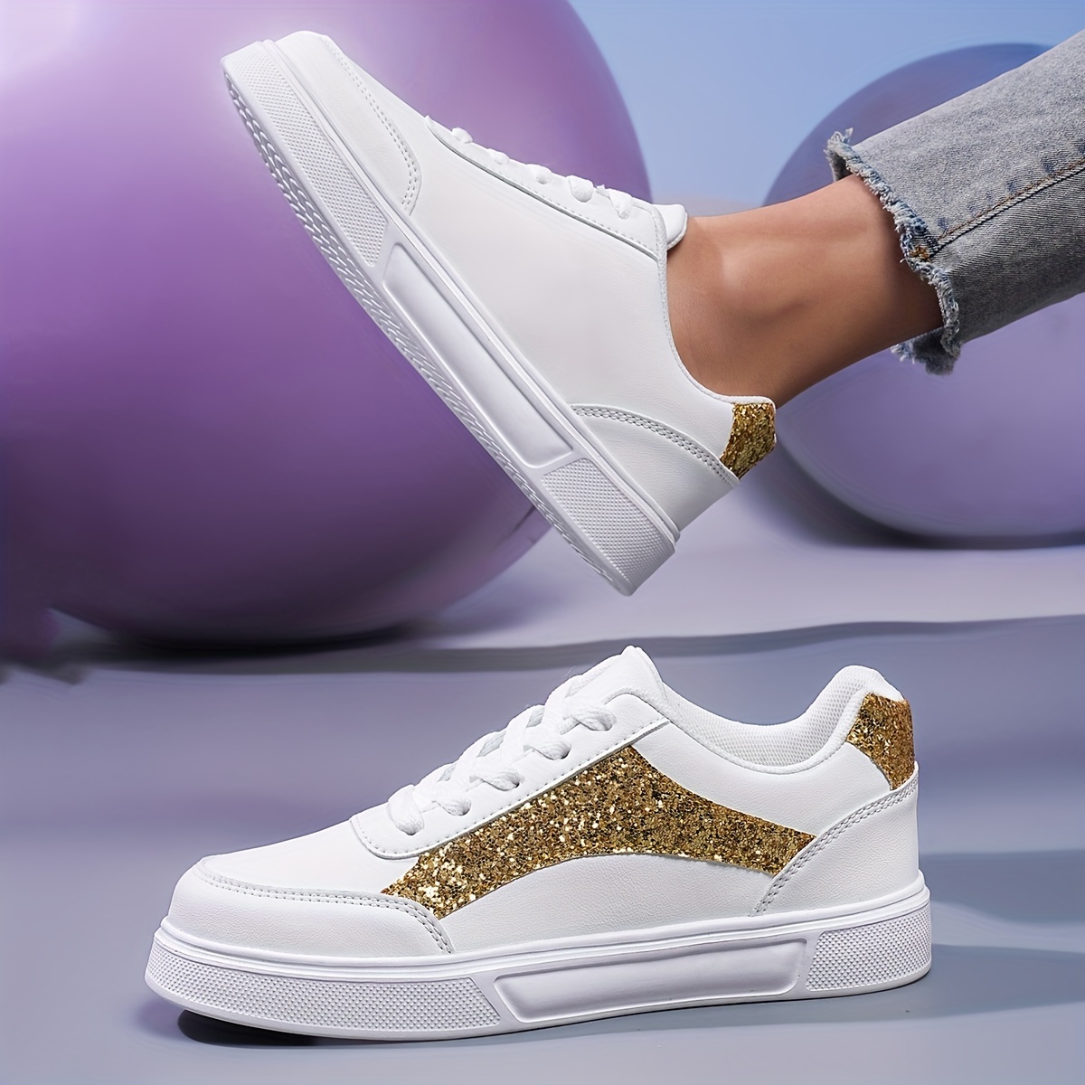 Platform fashion glitter sneakers