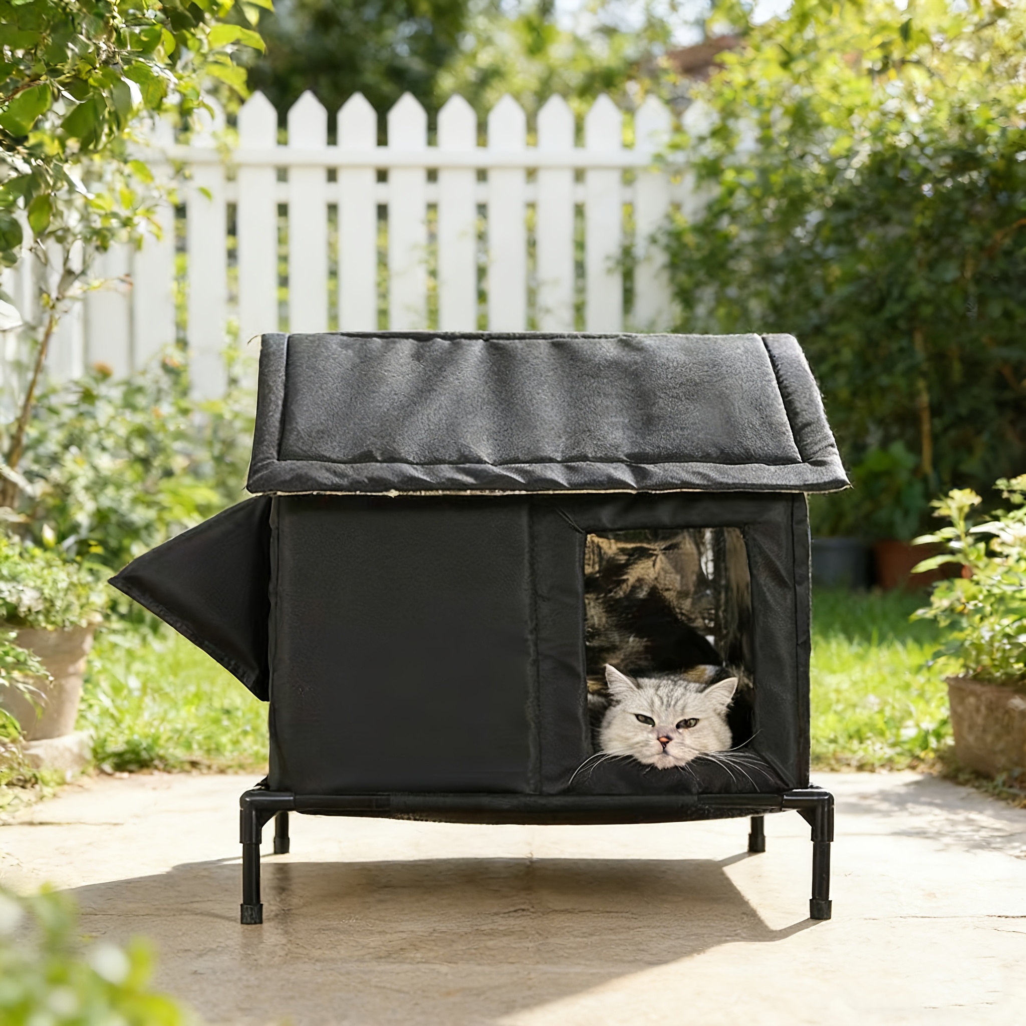 TEMU Elevated Cat House Outdoor Resistant Cat Shelter Indoor Cat House With Removable Lid Suitable For Stray Cats And Small Dogs