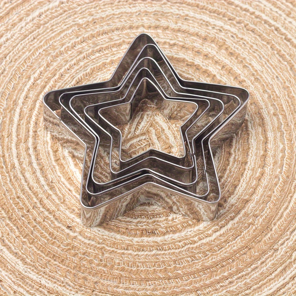 20pcs stainless steel cookie mold stainless steel baking mold five pointed star heart flower circle tiramisu cake mousse ring kitchen baking diy kitchen baking mold Product details 3