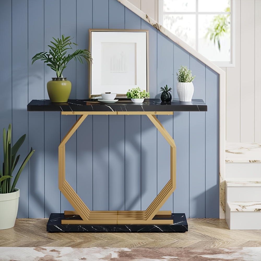 Table console meuble d'entrée en faux marbre design géométrique moderne