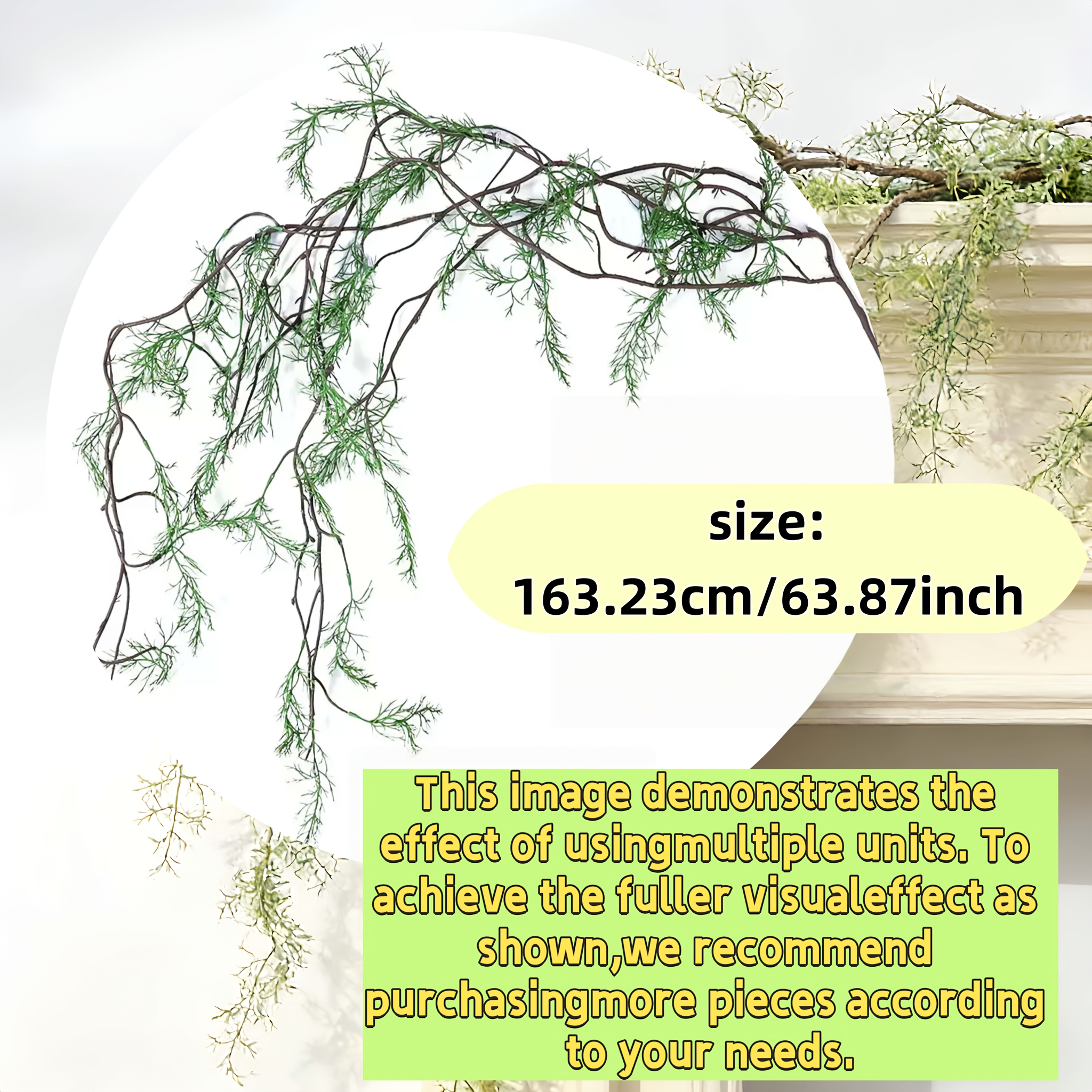 64.26 Inches Spring Faux Vine, Simulated Black Bone Vine, Evergreen , Artificial Green Hanging Bouquet, Realistic Touch Faux Flowers, Uv-resistant Plastic Vine Wreath, Christmas Decor, Halloween Decor