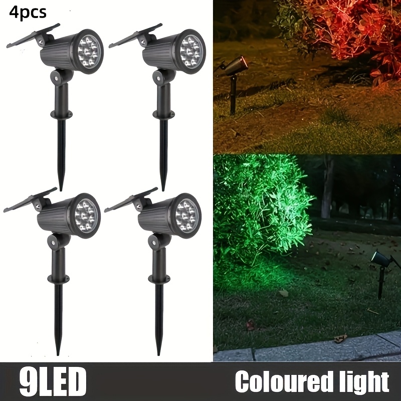TEMU 9-led Outdoor Ground Spike Pathway Lights, 4pcs Tree Stake Lights, Backyard Solar Garden Landscape Lighting For House Driveway, Solar Outdoor