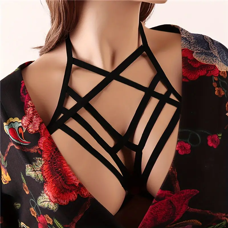 Cross Cut Cage Bra Harness Gothic Sheer Body Suspenders - Temu