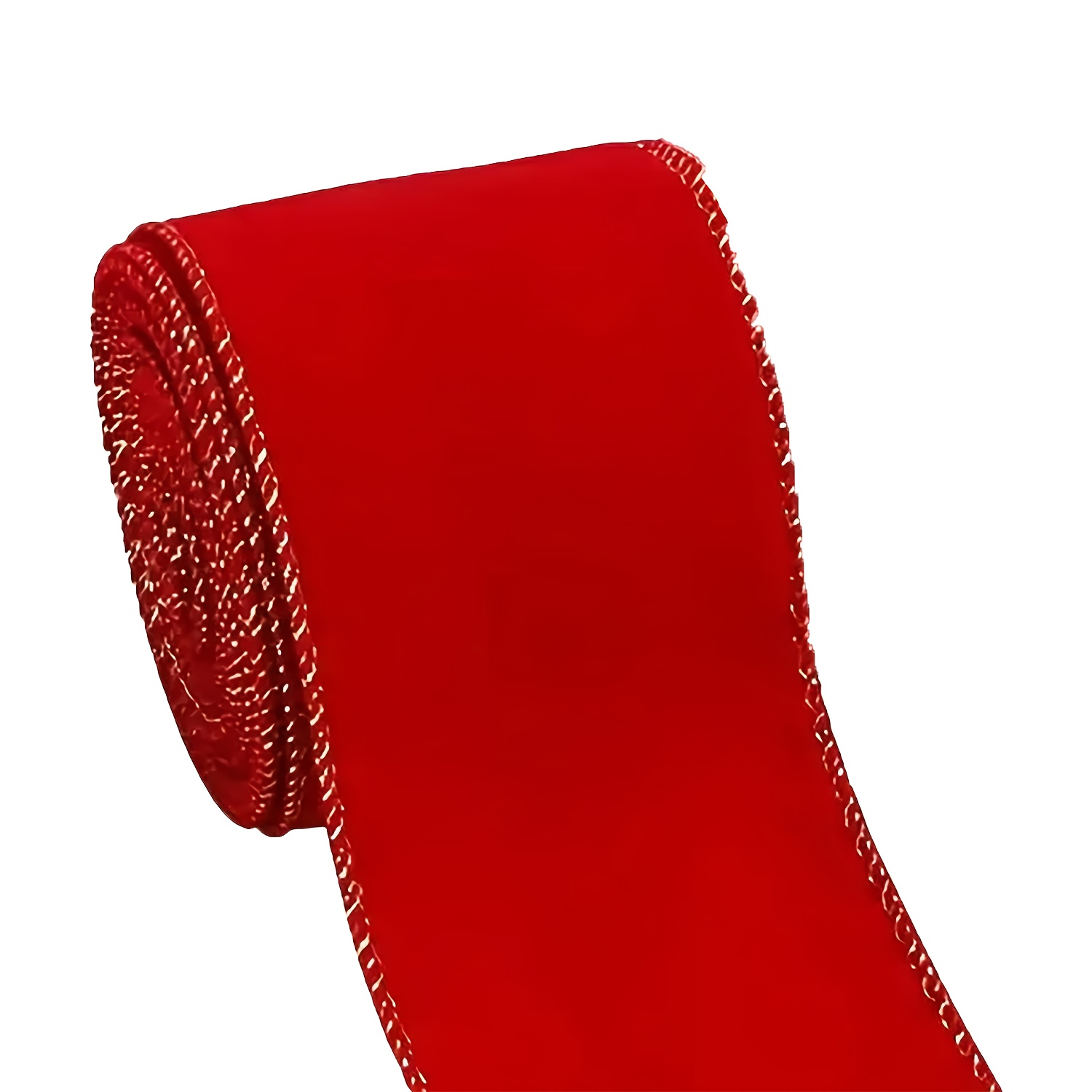 TEMU 1pc 's Day Decorative Ribbon, 6.3cm Red Flocked Woven Ribbon, Christmas Gift Box Wrapping Ribbon, Christmas Gift, Christmas Tree, Wreath