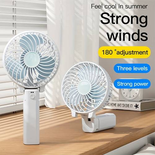 fashionable and minimalist handheld foldable usb rechargeable desktop fan with three wind