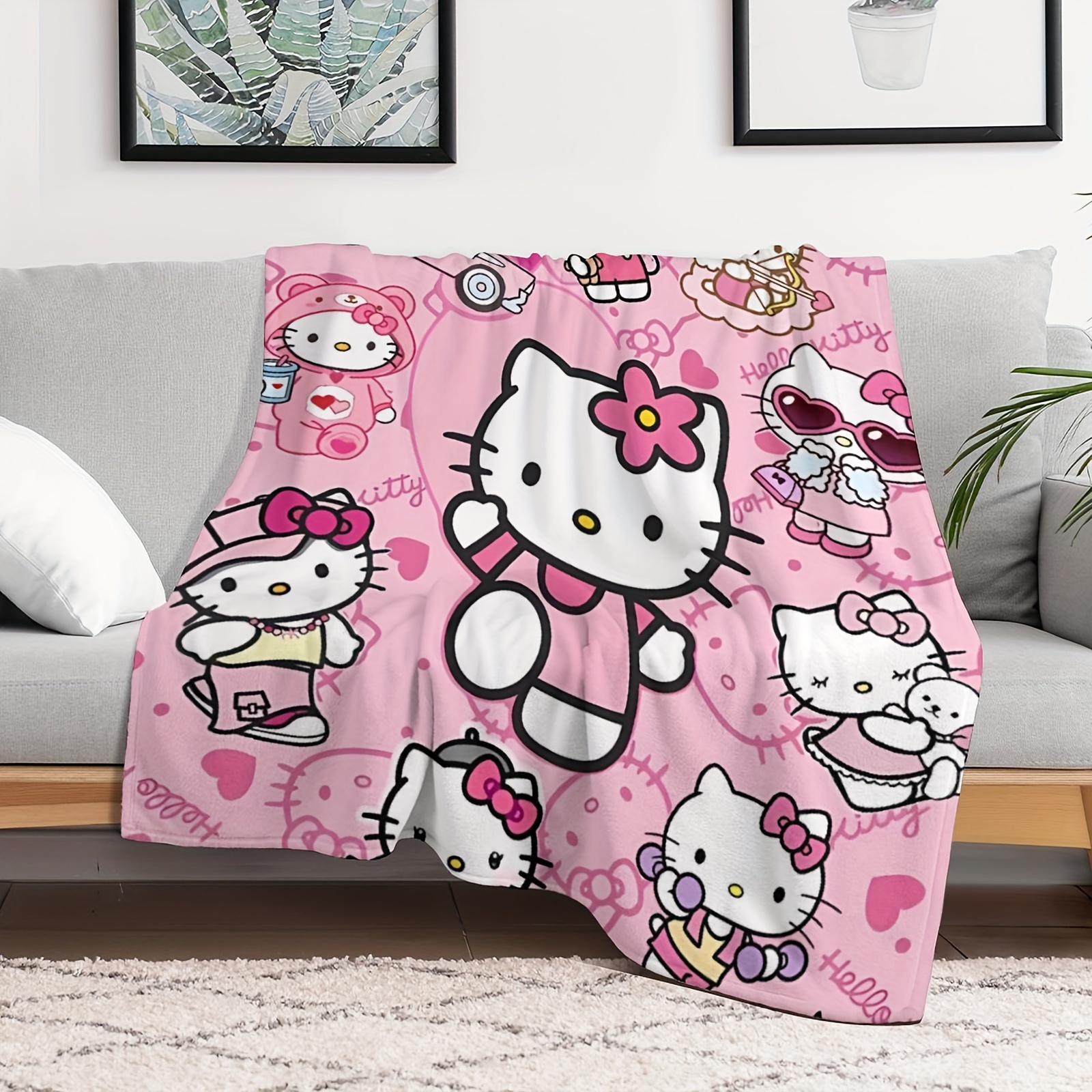 

Sanrio Hellokitty 40 X 50inch Throw Blanket, Living Room Soft Cozy Flannel Blanket