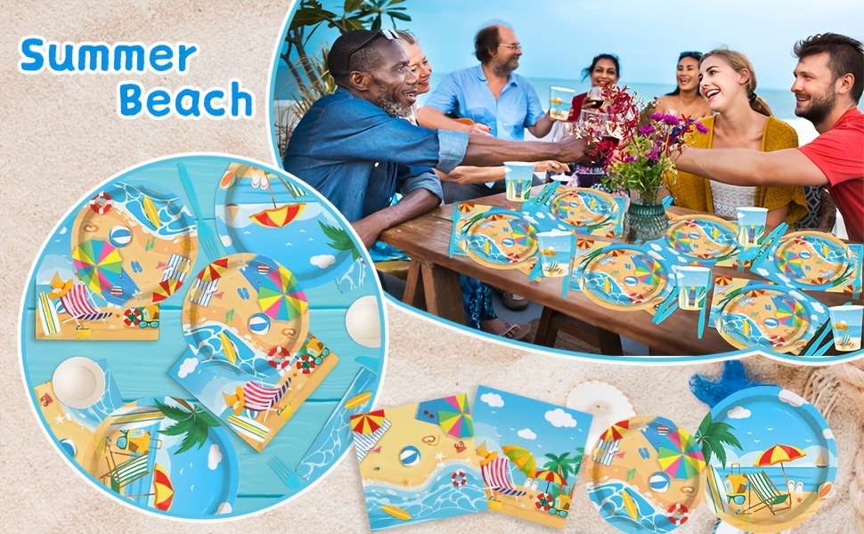 120pcs summer beach party plates napkins disposable paper Temu