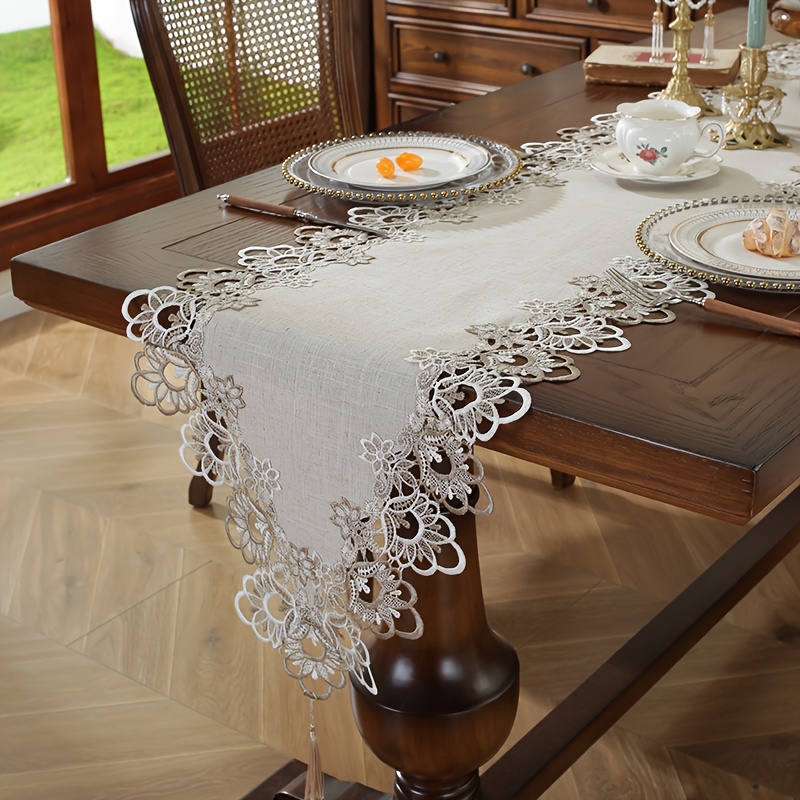 TEMU 1pc Linen Tablecloth, Farmhouse Style Tablecloth, Tabletop Decor, B&b Decor, Rustic Style, Room Decor, Dining Room Decor, Suitable For Coffee