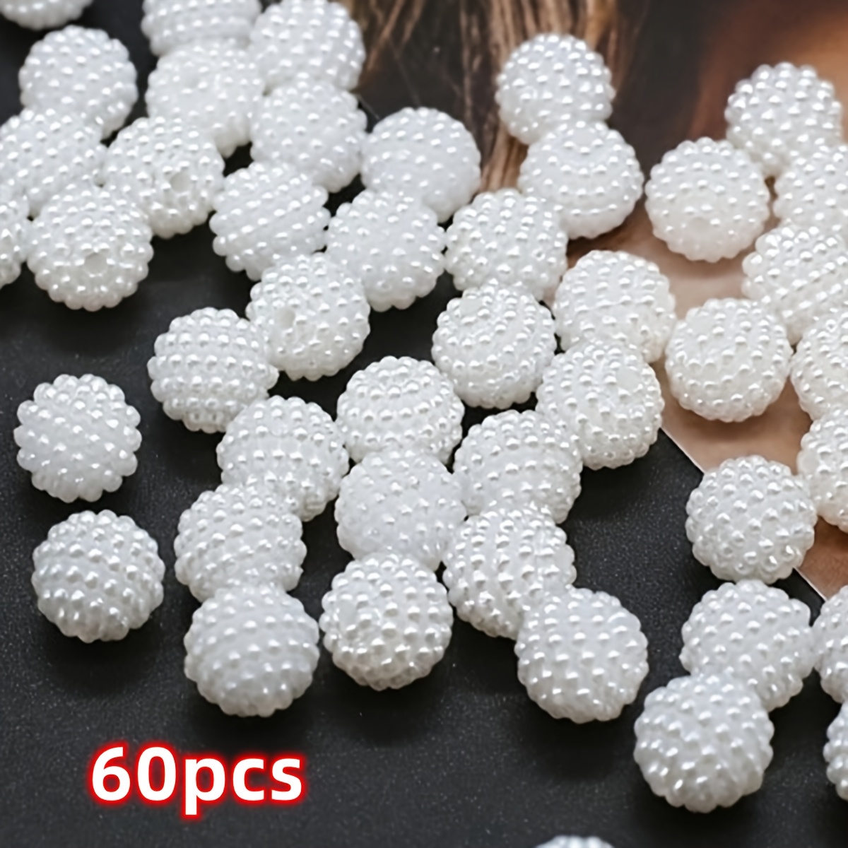 E-shop 10mm 60 Stück Weiße Perlen Bastelzubehör für Schmuck, Halsketten, Haar Deko und Handtaschen - Harzmaterial, für Elegante und Luxuriöse Designs,