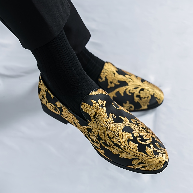 mens golden patterned loafers a vintage - Temu Mauritius