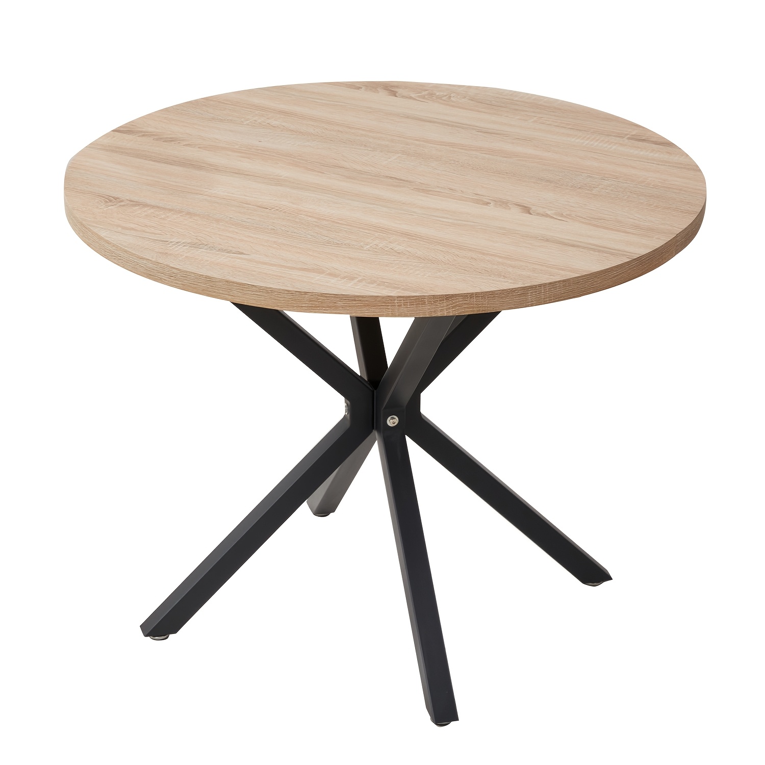 Image of Egoonm Round Dining Room Table, 100cm Kitchen Table, Round Wooden Kitchen Table, Retro Industrial Dining Room Tables With Black/golden Metal Legs And Finish