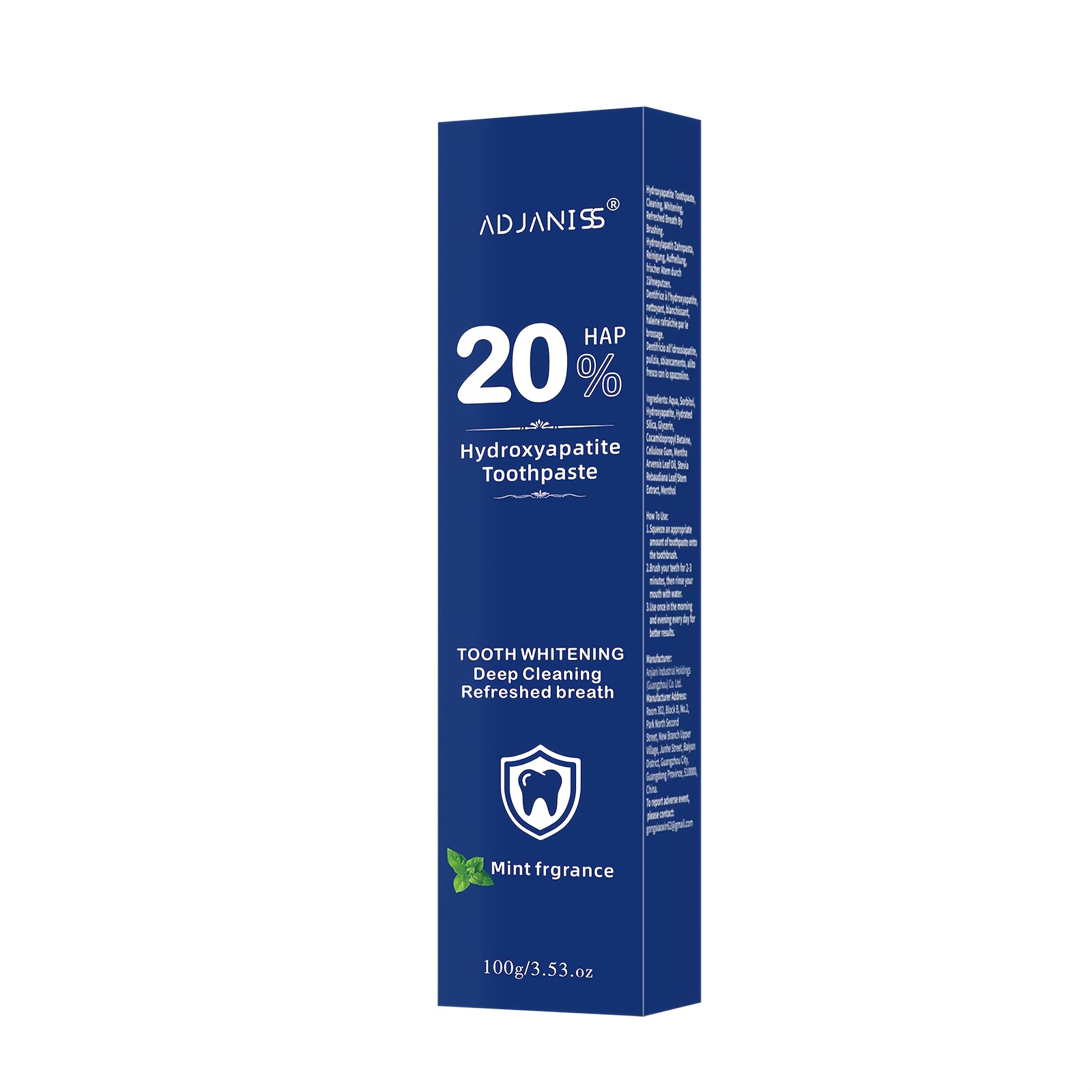 Adjaniss 20% Hydroxyapatite Toothpaste (fluoride Free),, Xylitol, Toothpaste For Adults, Mint.