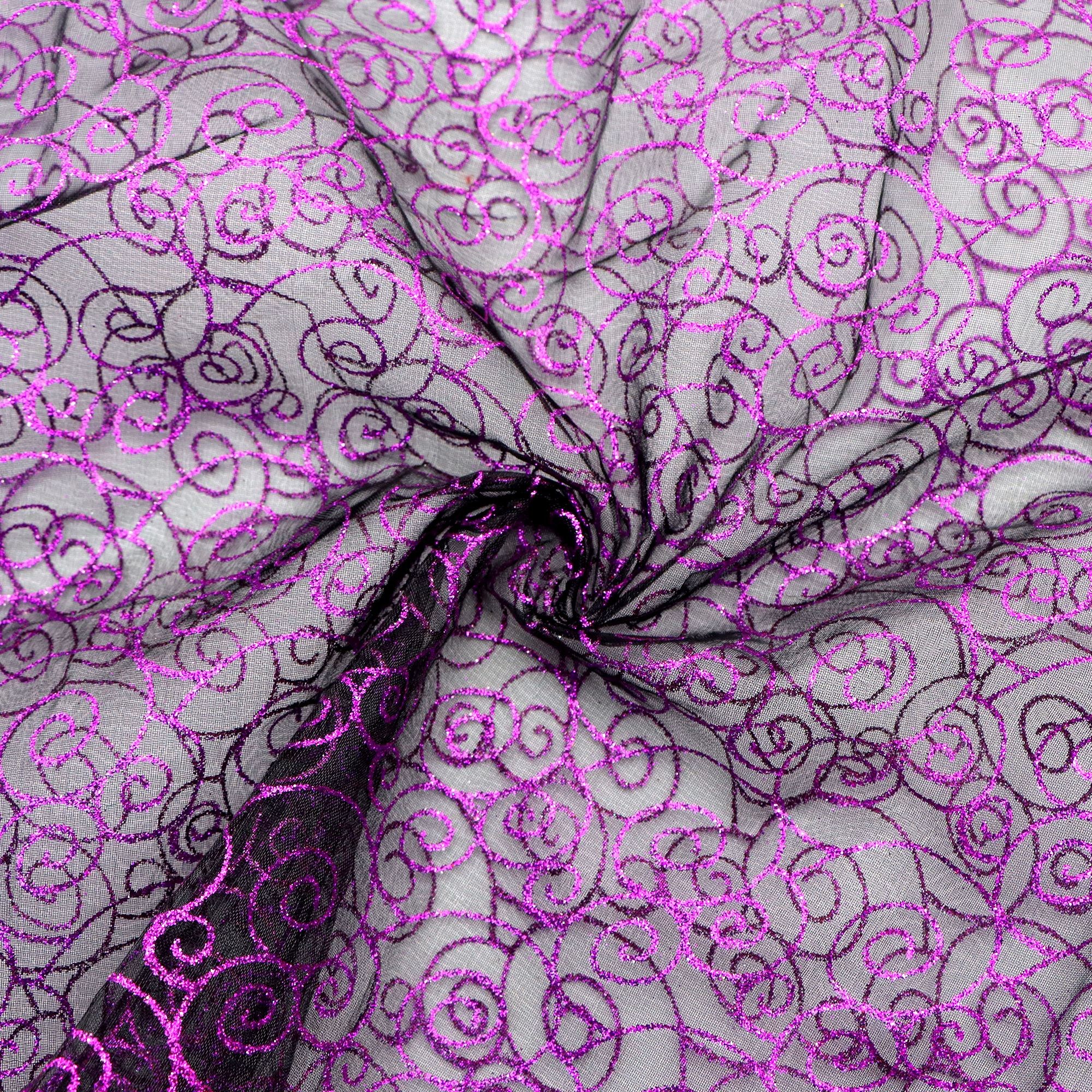 TEMU 1pc Precut Halloween Mesh Gauze Tulle Fabric With Purple Glitter Swirls Pattern, Ideal For Wedding Gowns, Floral Packaging, Diy Quilting &