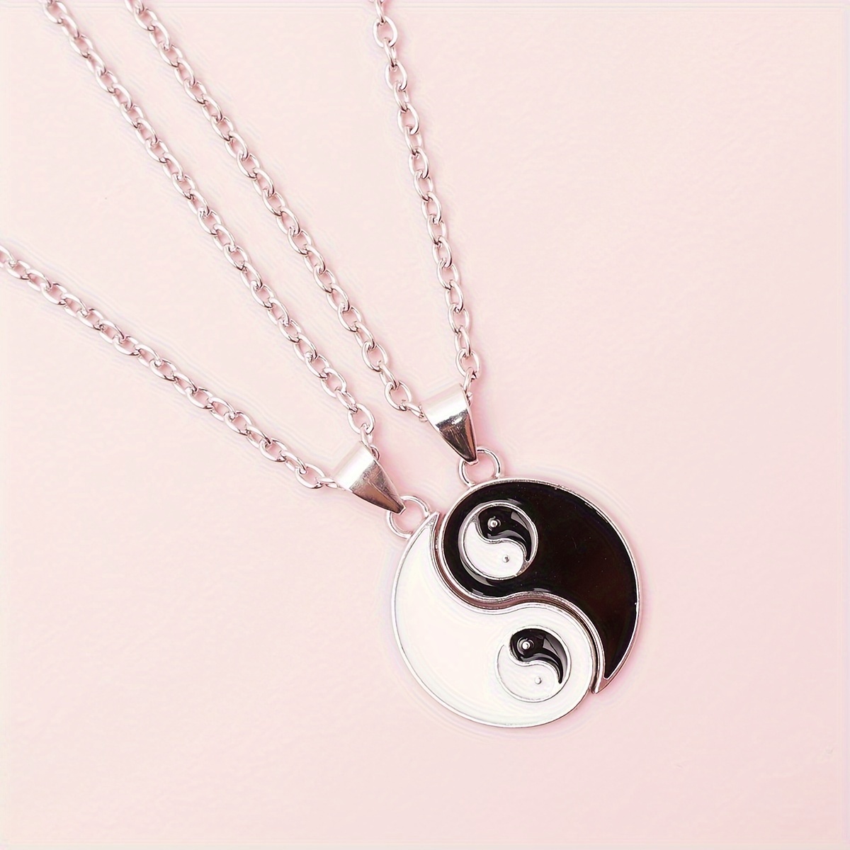 2pcs Best Friends Taichi Pendant Necklaces, Adjustable