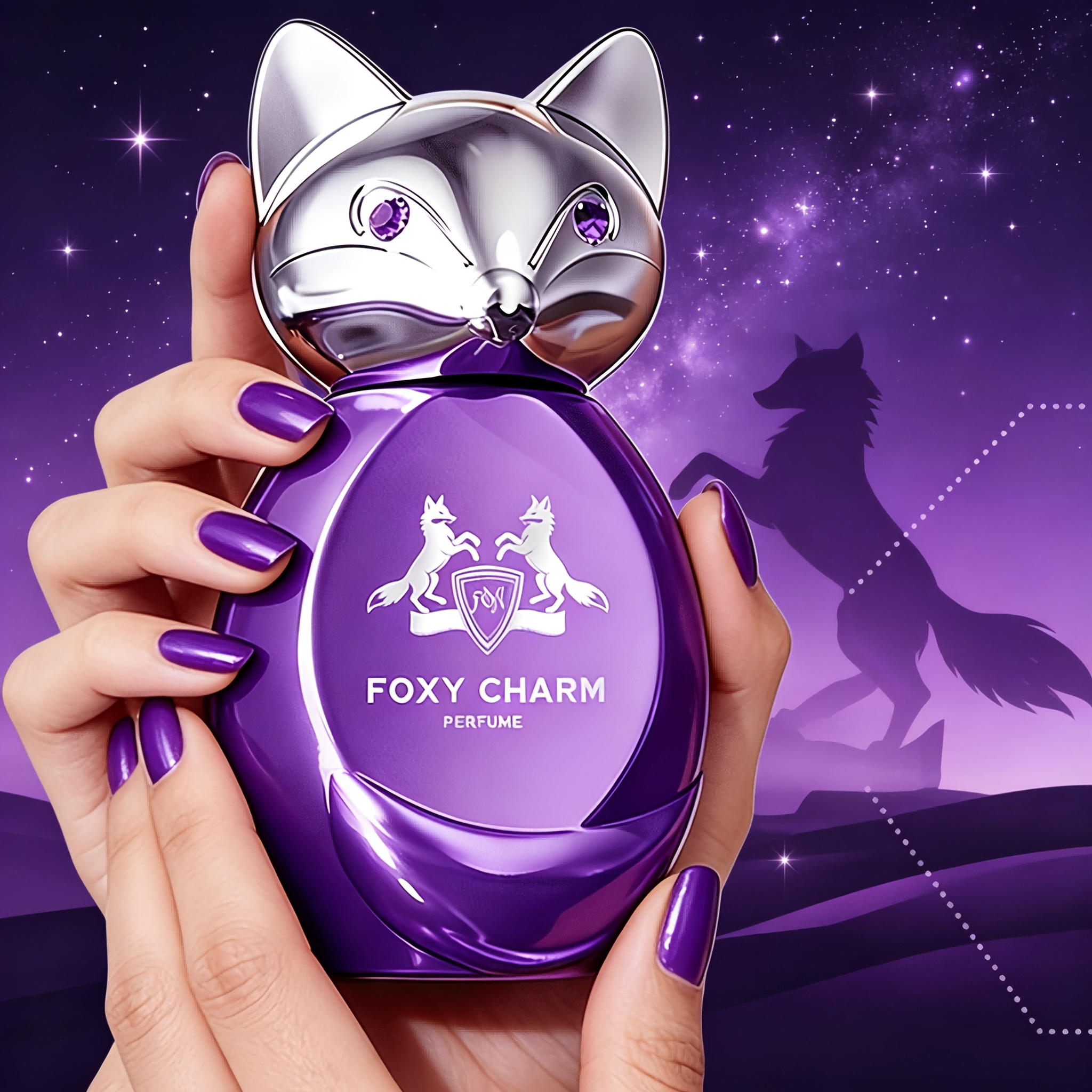 Image of 100ml/3.4fl.oz Purple Charm Design Hair And Body Dual-use Eau De Toilette Fragrance Notes And Rose And Musk Long-lasting Fragrance Suitable For Date Nights, Daily Use, And Holidays