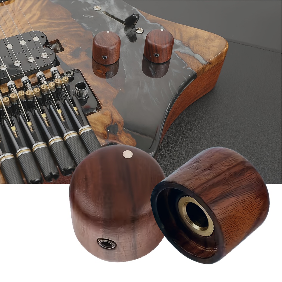 TEMU 2pcs Electric Guitar Knobs | Golden Hole, Built-in Brass Insert, , With Key - Fogooxr