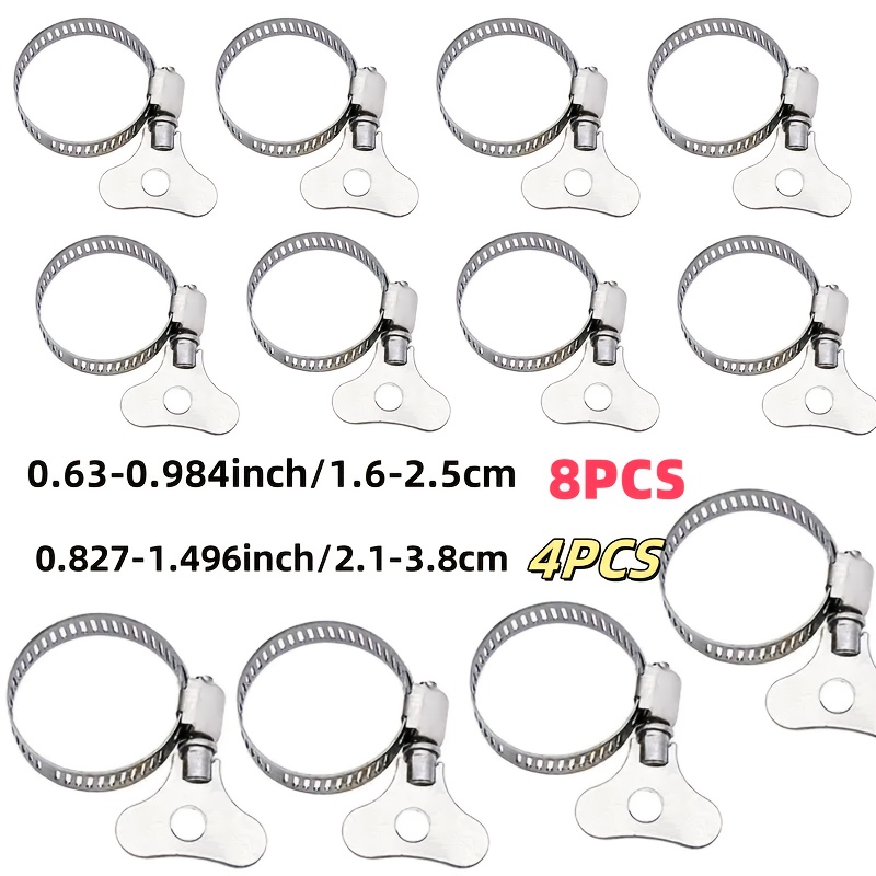 Image of 12pcs Hose Clamp Kit, Stainless Steel Garden Clamps For Pipe Fixing, Home And Garden Accessories