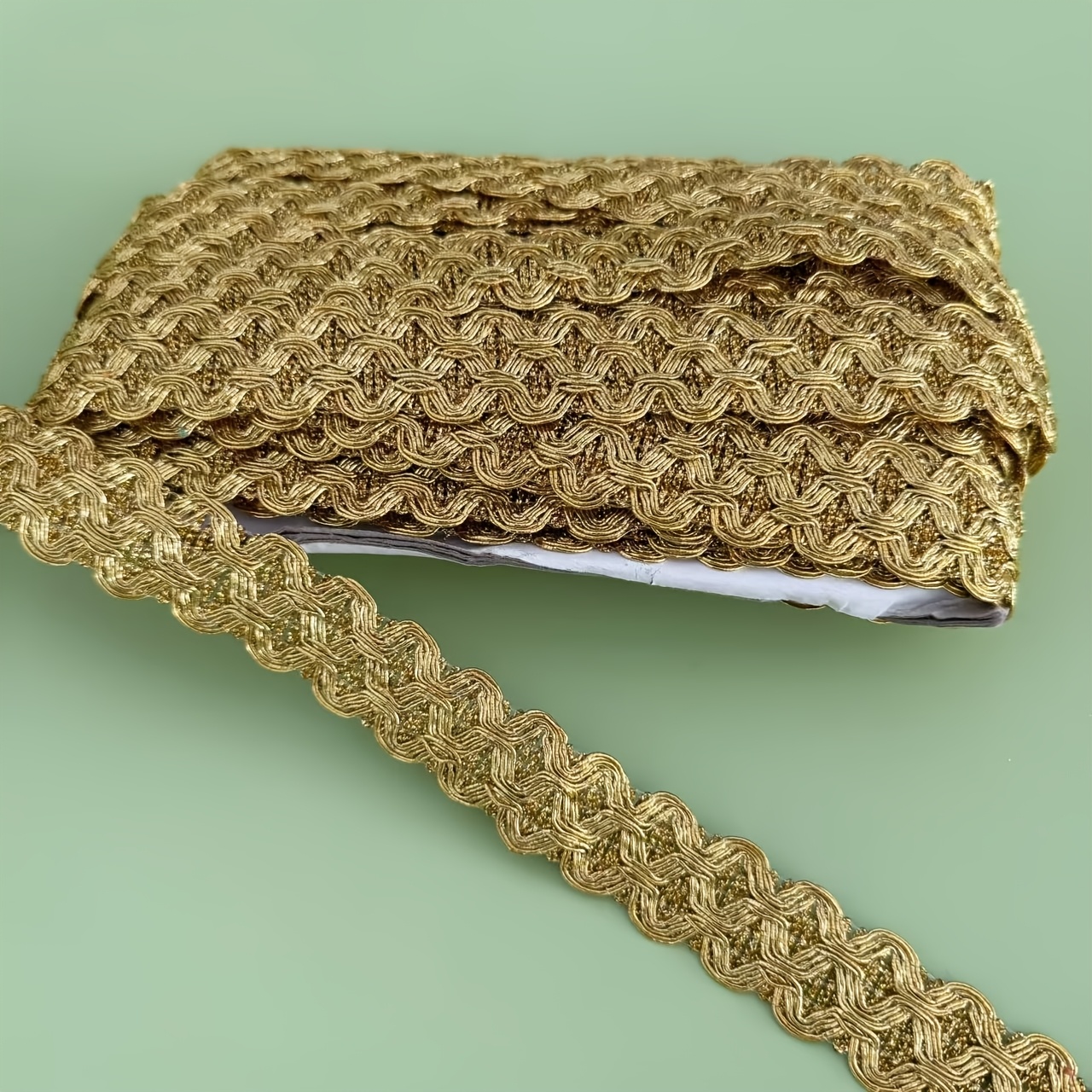 Image of 20-yard Golden Diy Sewing Lace, Golden Shiny Fabric, For Curtains, Tablecloths, Sofa Covers, Handmade Decorative Lace, And Knitted Trim For Dresses And Gowns