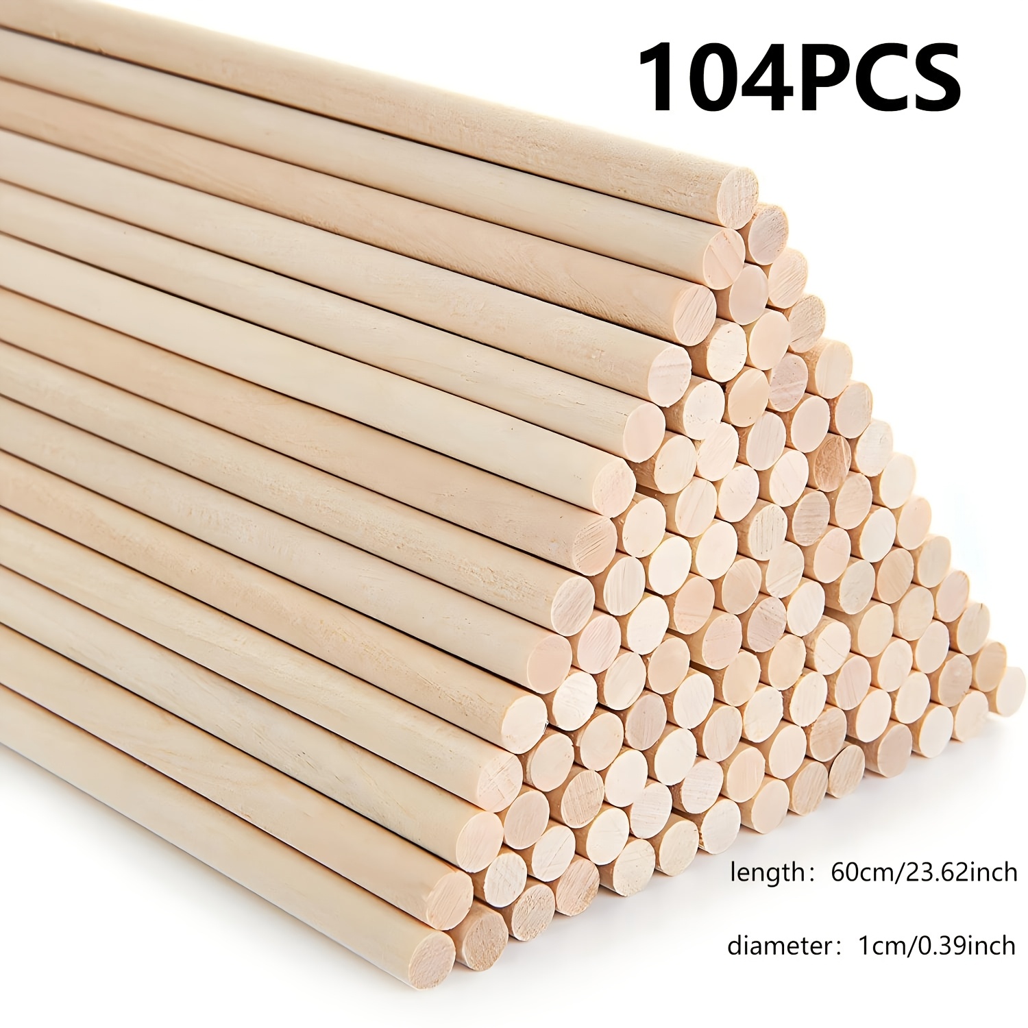 Image of 54/104pcs, Circular Bamboo Sticks With A Length Of 60cm And A Diameter Of 10mm, Suitable For Handicrafts, Model Making, Plant Support, And Flagpole Making.