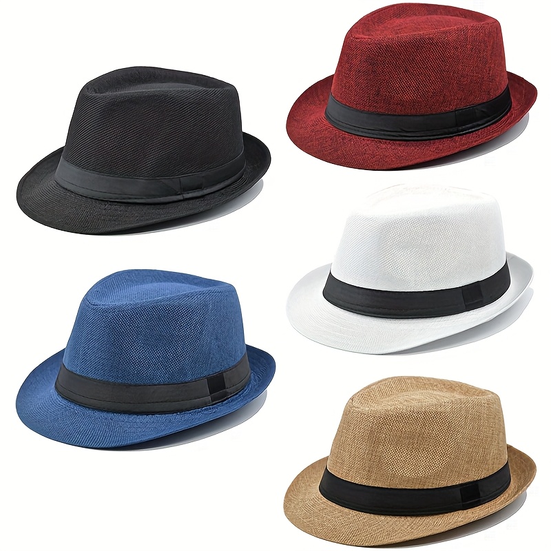 5 pack mens unisex vintage 1920s panama hats short brim breathable   suitable for summer beach outdoor daily wear casual outfits retro hat for themed events