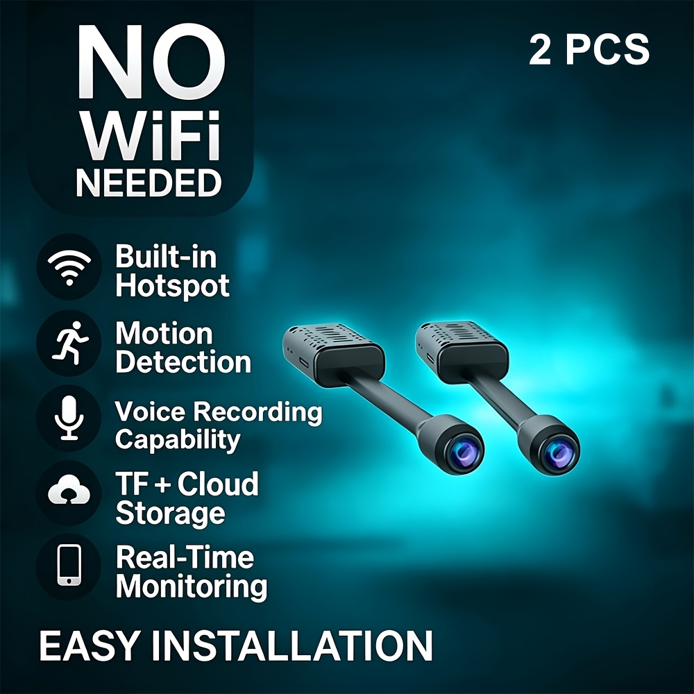 TEMU 2pcs Camera With Motion Detection & Audio Recording, Usb-powered Indoor Surveillance System Suitable For Home, Apartment, Pet Monitoring,