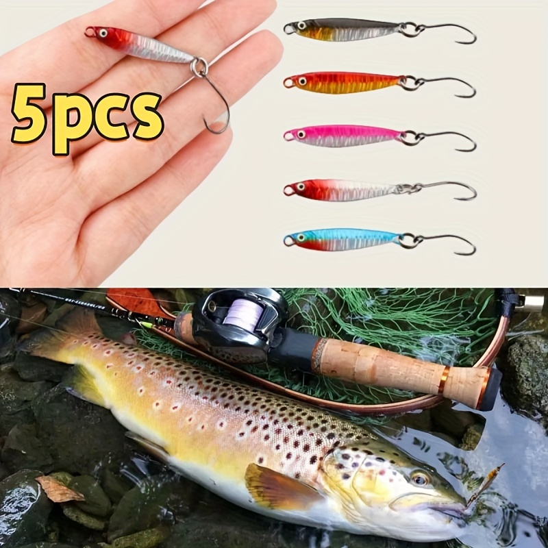 

5-pack Mini Jig Fishing Lures With High-reflective Laser Paint, Zinc Alloy & Iron Construction, Mixed Color, For Trout, Bass, Stream Fishing - Ideal For Christmas, Halloween, Thanksgiving, New Year,