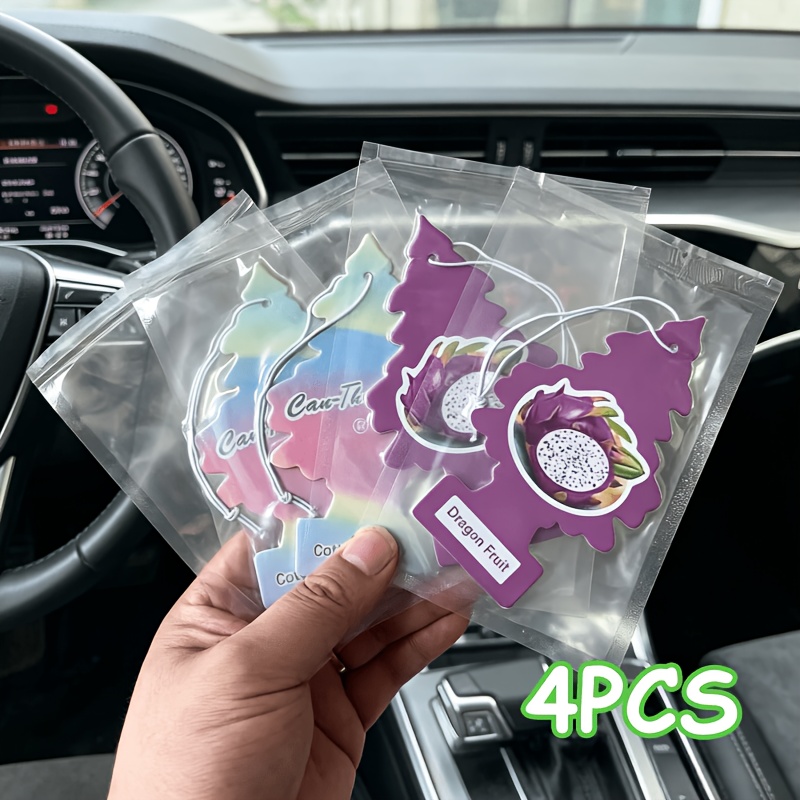 4pcs, Car Air Freshener | Home Or Car Hanging Paper Trees | Candy | Dragon Fruit