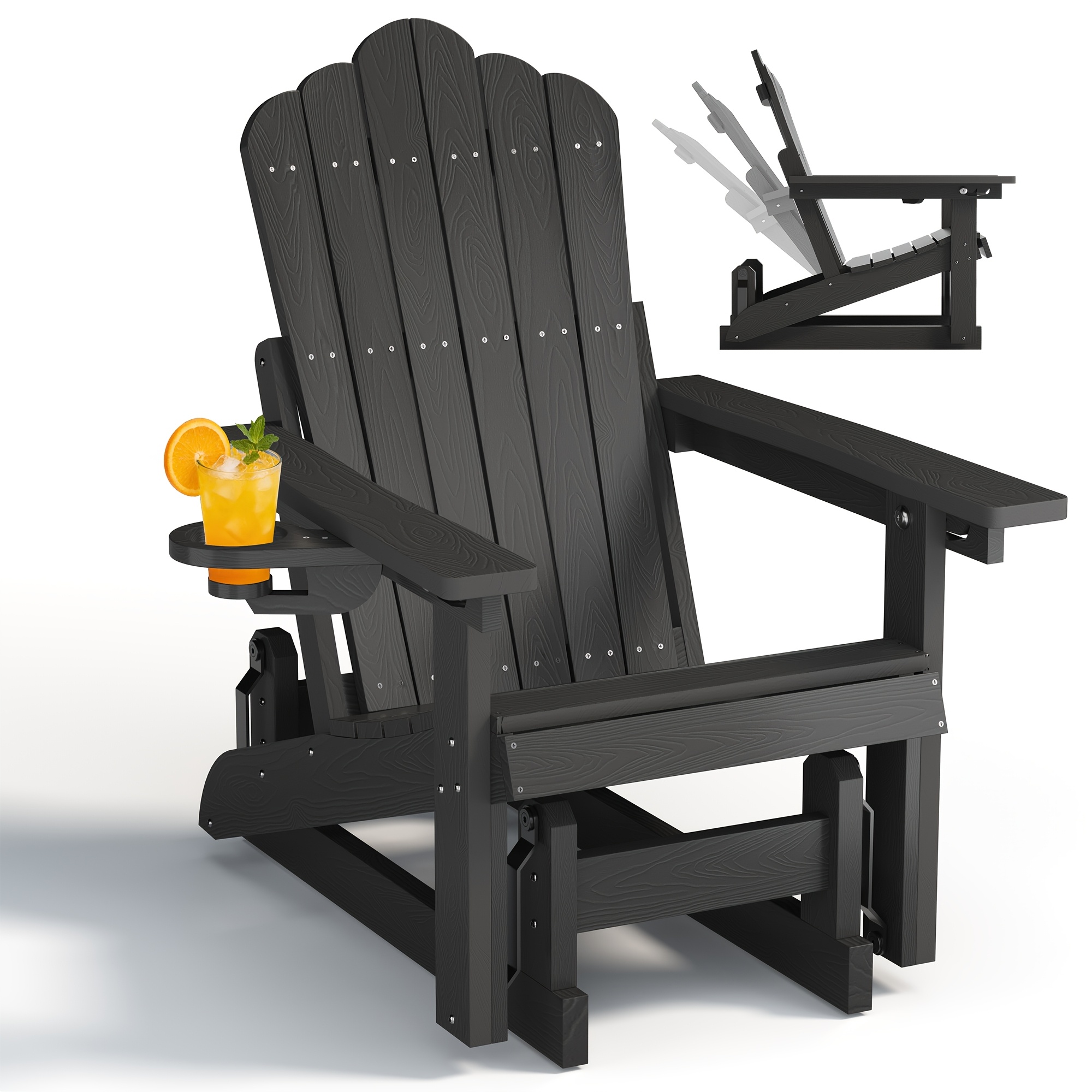 Outdoor Adirondack Chair, Weather-resistant Patio Lounge Chair With Adjustable Backrest, Garden Courtyard Seating Furniture Suitable For Porch, Balcony, Poolside, Patio, Courtyard Chair