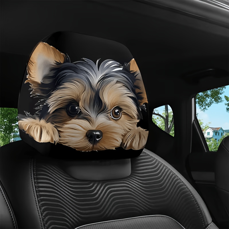 Image of 2 Car Headrest Covers, Cute , Used For Interior Decoration Of The Car, For Filling Materials, And Cleaning, Perfect And Interesting Accessories, Enjoy Of Having A Pet Companion