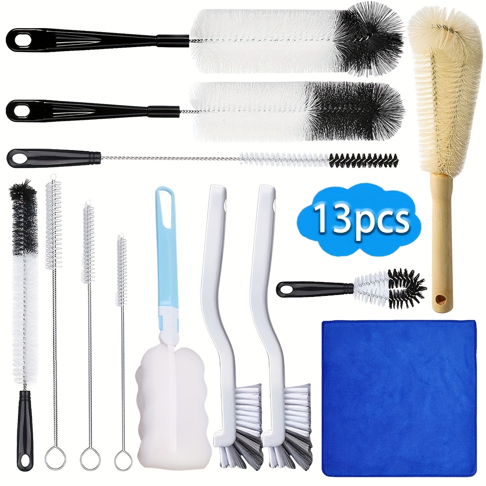 TEMU 13pcs Kitchen Cup Cleaning Brush Set, Includes Bottle Brush, Cup Brush, Straw Brush, Etc. Home Cleaning Tools, Kitchen Cleaning Tools, Cleaning
