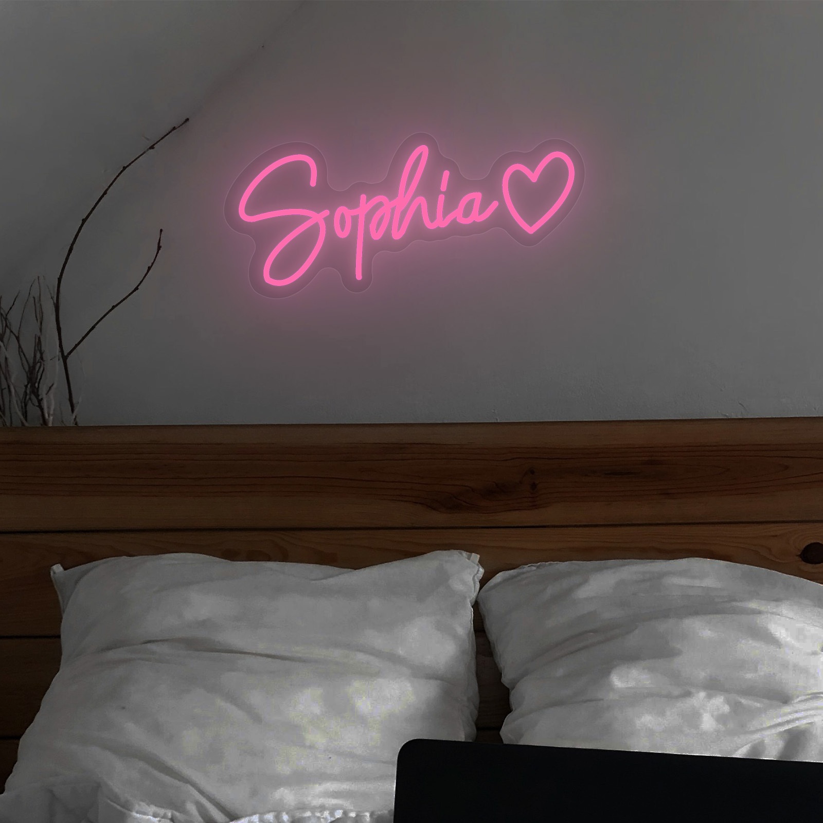 TEMU Custom Single-row Heart-shaped Led Neon Lights, Customized Names, Wall-mounted, Usb Interface, Adjustable Brightness, Home Decoration, Suitable