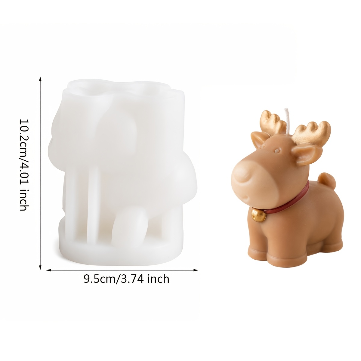 TEMU 1 stampo in silicone a forma di renna natalizia, per candele, forma di renna, utilizzabile per candele//ornamenti in gesso, facile da sformare,