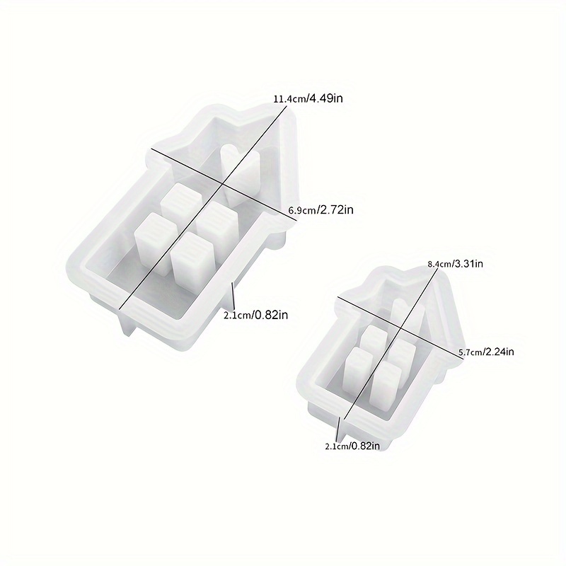 Image of 2pcs/set Chimney Love House Silicone Mold Diy 3d Home Ornament Epoxy Resin Molds Handmade Gypsum Plaster Concrete Cement Crafts Candle Mould Home Decor Making Supplies