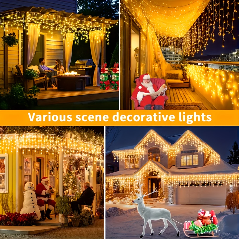 TEMU Christmas Decorations Lighting 200/300/600 Led Curtain Lights, Wedding Party Backdrop Lights, Window Twinkle Lights For Wall, String Lights With