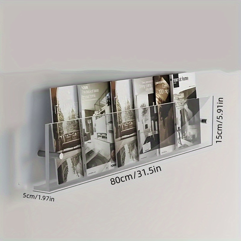TEMU Classic Acrylic Wall Mounted Magazine Rack - Home Decor