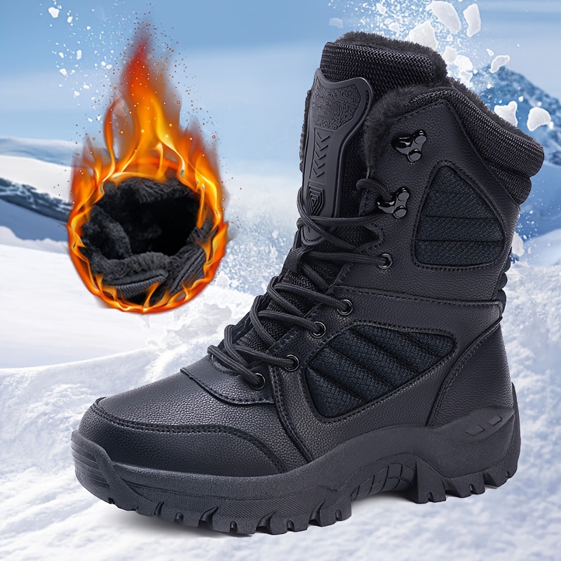TEMU Bottes d'Hiver pour Hommes - Bottes Thermiques Isolées pour Temps Froid avec Semelle Antidérapante, Support de Cheville Léger, Doublure en