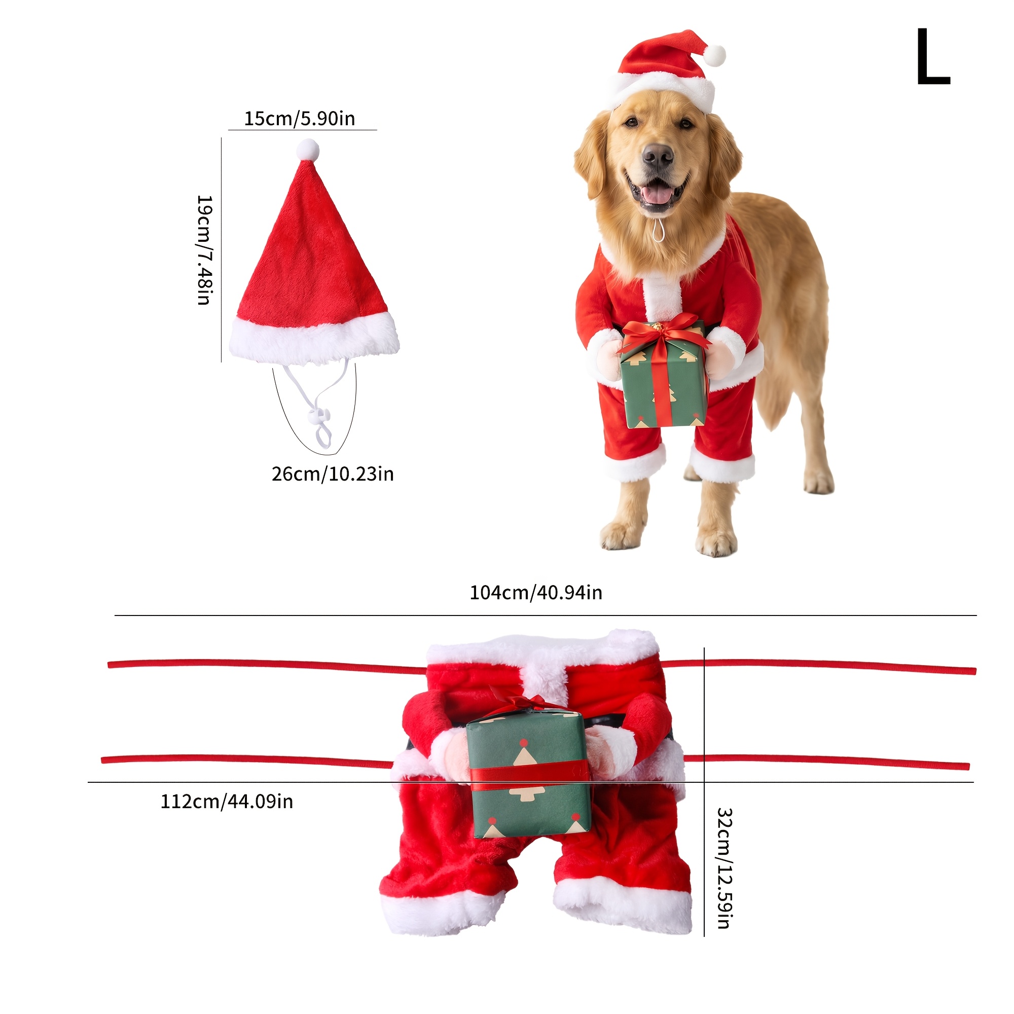 TEMU Costume natalizio per cani, decorazione a trasformazione, design con scatola regalo di , per cani da indossare a Natale, oggetto di per