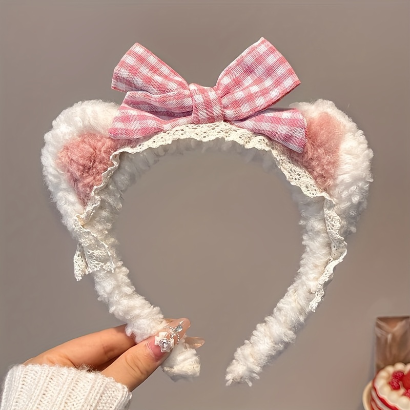 Image of 1 Cute Bear Ear Headband For Washing Face, Taking Photos, Bow Headband, Hair Clip, Hairpin, Hair Accessory
