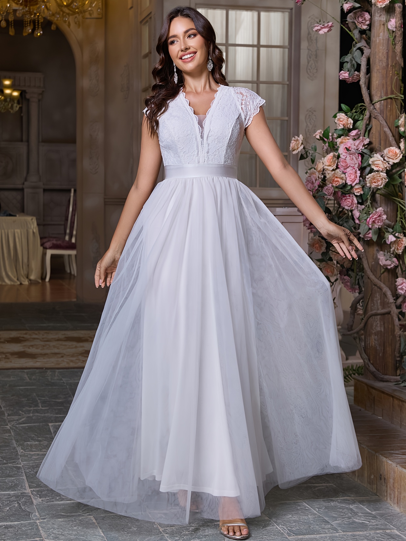 Elegant V-Neck Women'S Fashion, Light Wedding Dresses, Evening Gowns, Ball Gowns, Homecoming Prom Dresses, Bachelorette Parties, Bridal Showers, Brunches, Engagements * Receptions, And Rehearsals