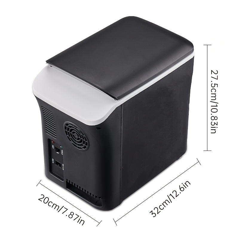 [Portable Car Fridge] Portable 12V Car Refrigerator | 1 Door Mini Fridge for Outdoor, Camping, RV, Truck - Black, 1-10L Capacity, Semiconductor Technology, Durable Construction