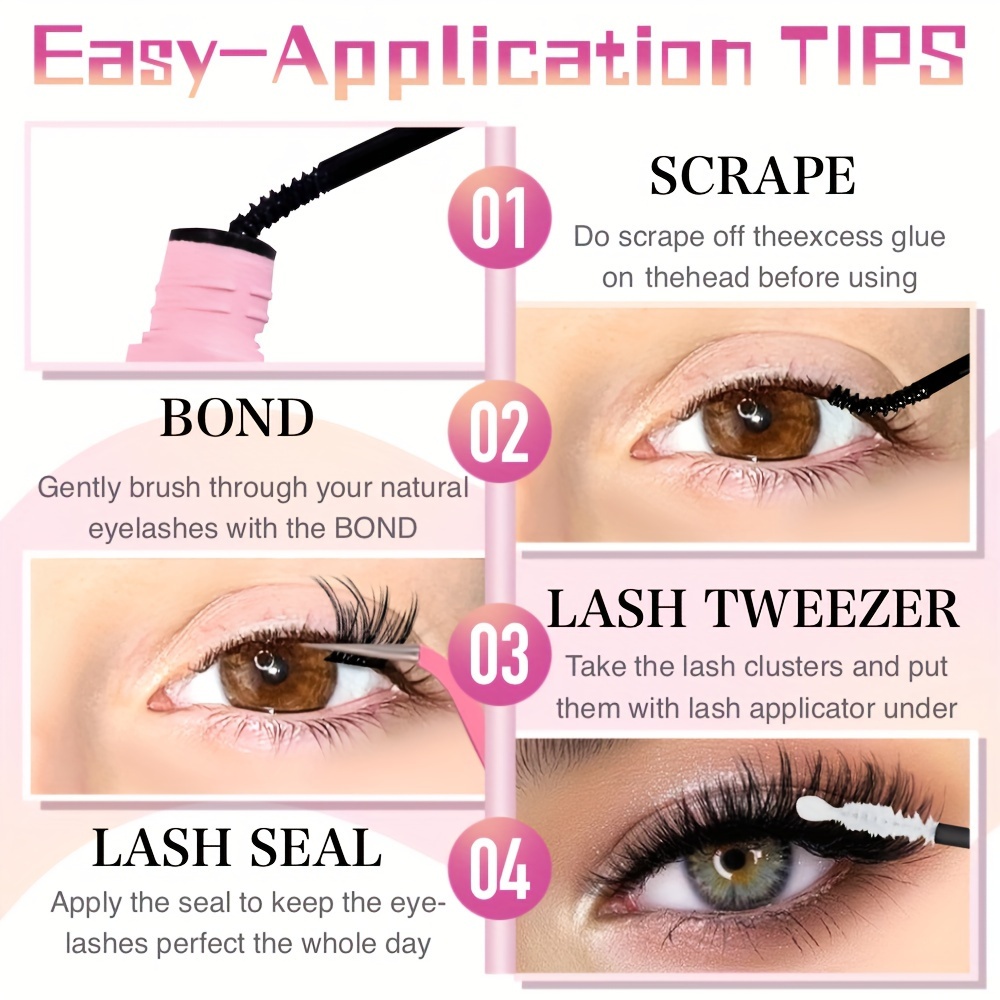 waterproof eyelash extension kit with brush and tweezers black quick drying 72 hours hold comfortable applicator tool details 7