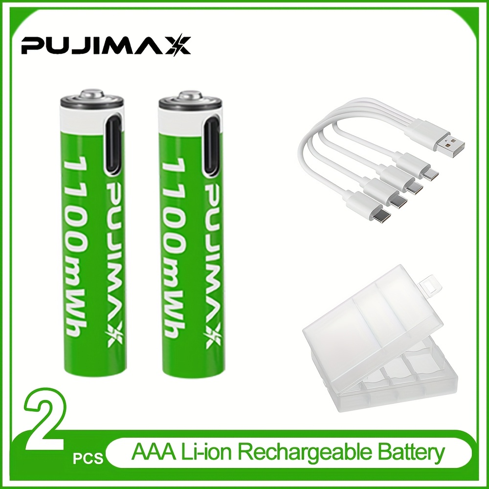   предлагает перезаряжаемые литиевые аккумуляторы в упаковках по 12, 8, 4 и 2 штук, с напряжением 1.5 в и емкостью 1100 мвт·ч. в комплекте поставляется чехол для аккумуляторов и зарядный кабель type-c. эти аккумуляторы обеспечивают стабильное напряжение и высокую производительность. Детали 2