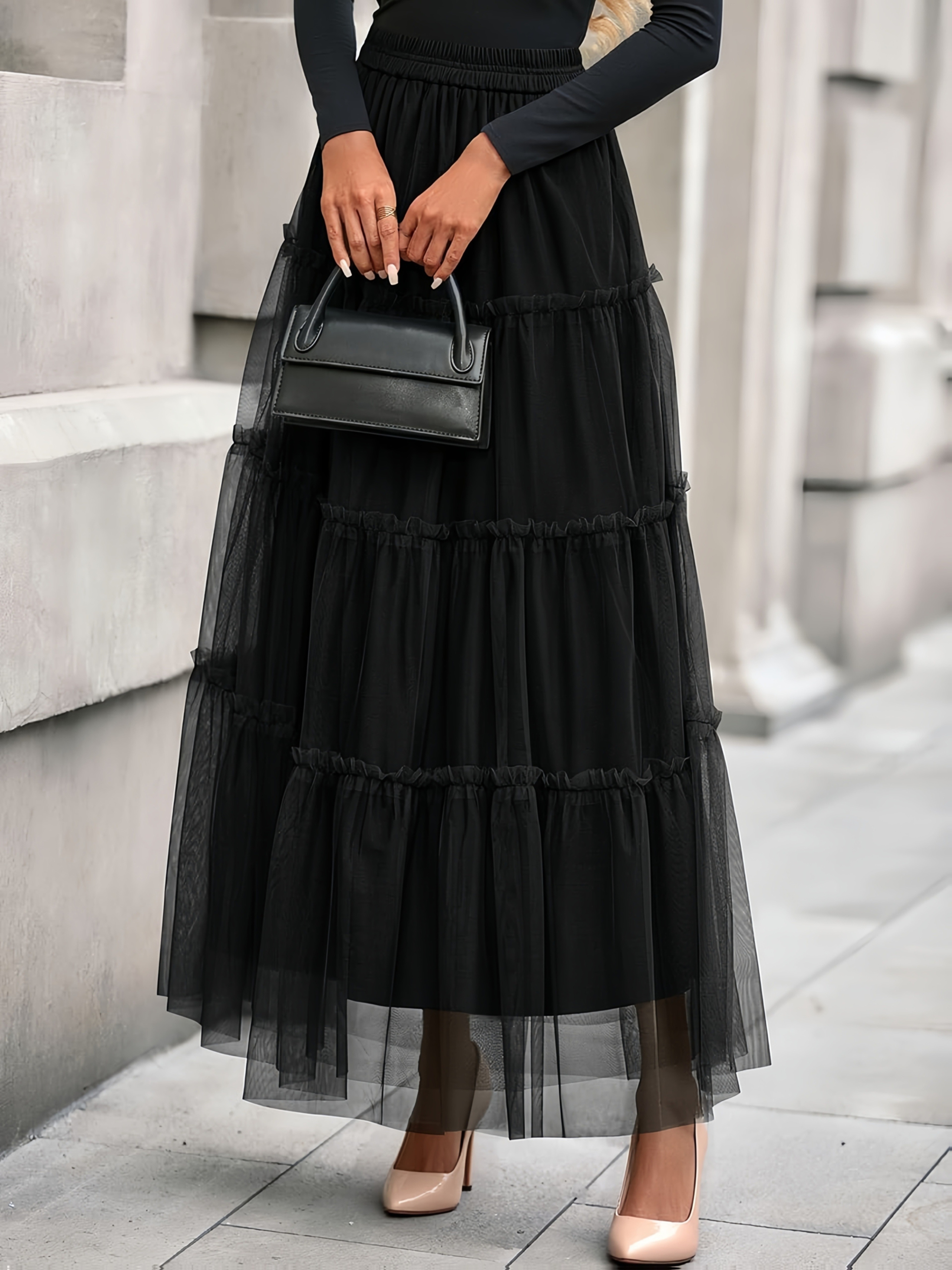 slim fit dress slacks Sheer Mesh Maxi Dress, Holographic Geometric Print Gown, Black Spandex Party Dress, Long Sleeve Festival Outfit, See Through Club Wear main image 1