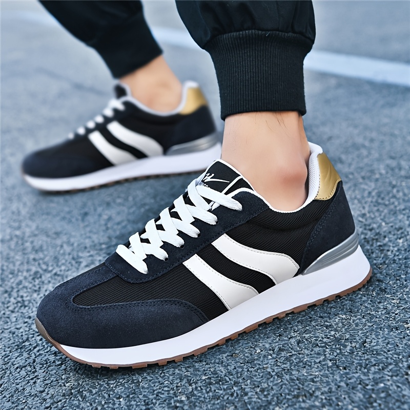 AOPLUS Men's Breathable Casual Sneakers - Lightweight Running Shoes with Cushioned Insole, Durable Rubber Sole, and Stylish Color Block Design for Sports and Casual Attire