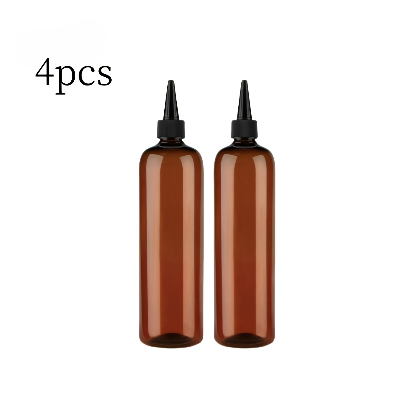 Image of 4pcs/6pcs 250ml/8.45oz Capacity Brown Round Shoulder Long Plastic Extrusion Portioning Bottle - With Pointed Cap, And Reused, Suitable For , Body Wash And Other Lotion Extrusion Portioning Bottles