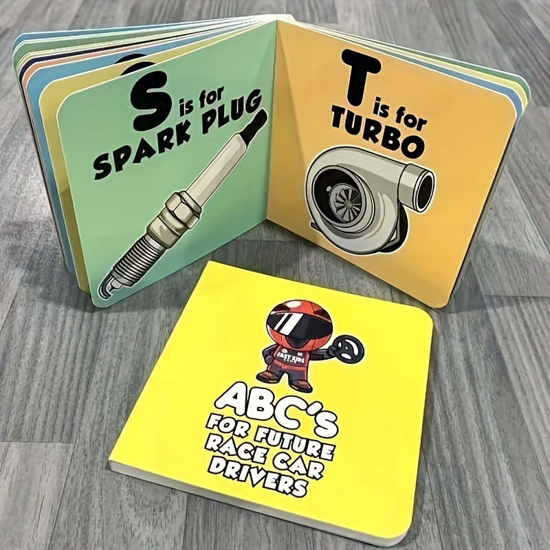 

Auto Racing Theme Alphabet Flashcards - Sturdy Cardboard Material For Early Learning