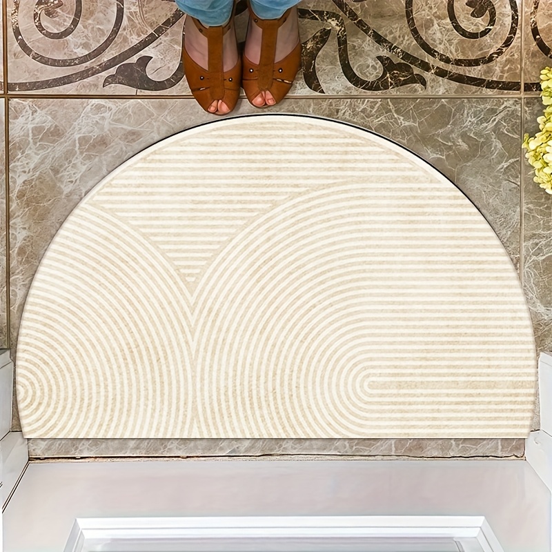 TEMU 1pc Of Modern Minimalist Abstract Geometric Beige Doormat Featuring Lines And A Half . Soft, Non-slip, Machine Washable, And Perfect For Spring